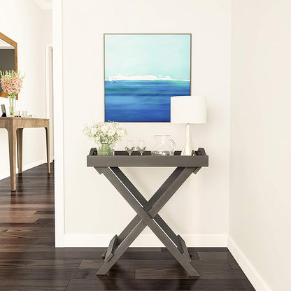 Folding TV Tray Table - Contemporary Side Table with Removable Tray Top for Food Serving, Decor, or Meals - Portable End Furniture for Living Room, Bedroom, or Home Office by Lavish Home (Gray)