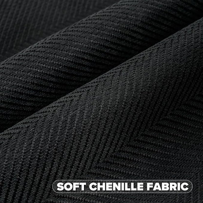 FUTEI Black Chenille Throw Pillow Covers 26x26 Inch Set of 2,Soft Wide Chevron Textured Euro Pillow Shams,Farmhouse Home Decor for Couch Bed Living Room