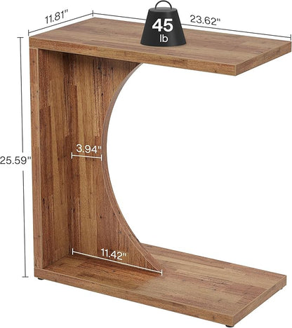 Tribesigns C-Shaped End Table for Couch, Sofa Side Table, C Table for Small Space, Living Room, Bedroom (2, Walnut Brown)