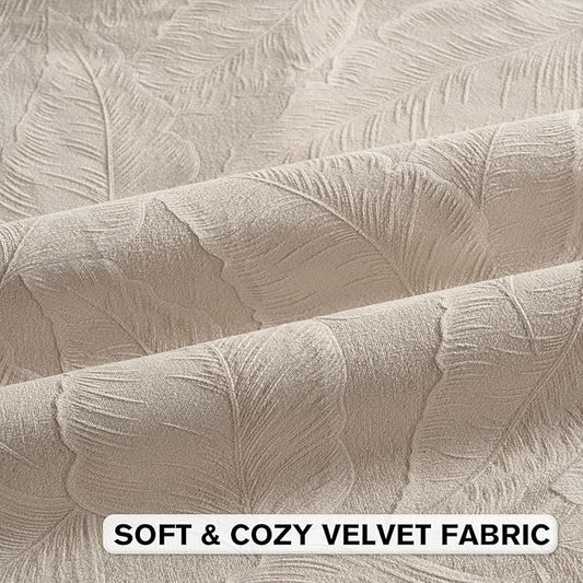 FUTEI Beige Velvet Throw Pillow Covers 18x18 Inch Set of 2,Soft Embossed Leaf-Relief Textured Cushion Cases,Natural Home Decor for Couch Living Room