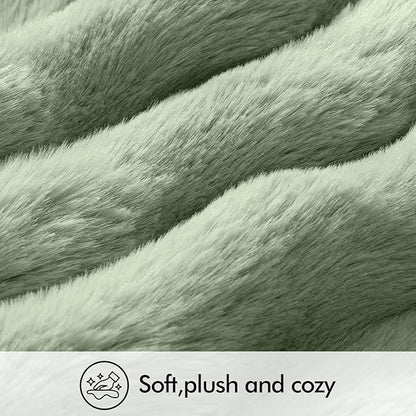 MIULEE Faux Fur Pillow Covers Thick Soft Plush Throw Pillows Luxury Home Decor for Couch Bed Bedroom Living Room Sofa,20x20 Inch Pack of 2 Sage Green