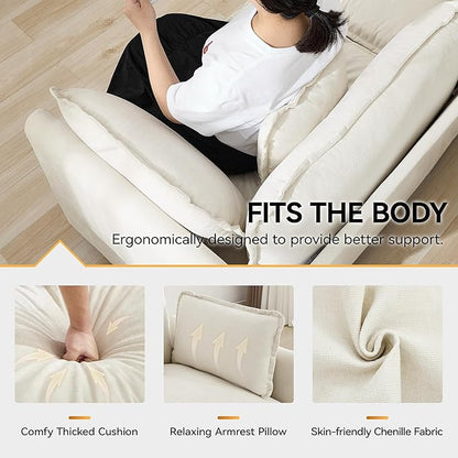111'' Sectional Cloud Deep Seat Couch, Oversized Chenille U Shaped Sectional Sofa for Living Room Set, Comfy Upholstered Modular 5-Seats Sectional Sofa Couch with 2 Movable Ottoman, Beige