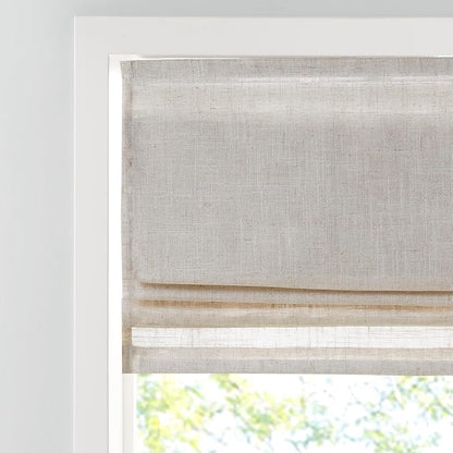 Madison Park Kyler Cordless Roman Shades - Single Panel, Lightweight Linen Blend Fabric, Natural Design, Easy Installation, Light Filtering Window Blind, Bedroom, Living Room Decor 34"W x 64"H Natural