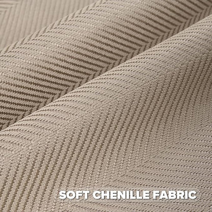FUTEI Oatmeal Chenille Throw Pillow Covers 24x24 Inch Set of 2,Soft Wide Chevron Textured European Pillow Shams,Farmhouse Home Decor for Couch Bed Living Room