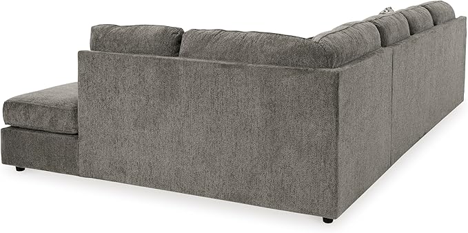 Signature Design by Ashley O'Phannon Casual Right-Arm Facing Herringbone Chenille 2-Piece Sectional with Chaise, Loose Seat Cushions and 2 Throw Pillows, Gray
