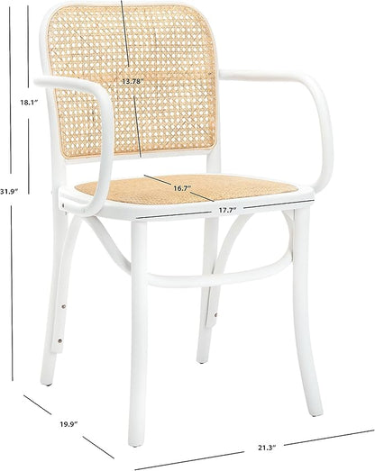 Safavieh Home Keiko White and Natural Cane Dining Chair