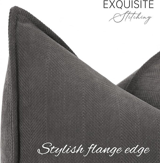 ZWJD Rustic Gray Pillow Covers 20x20 Set of 2 Chenille Throw Pillow Covers with Elegant Design Soft and Luxurious Decorative Throw Pillows for Couch, Bed, and Home Decor