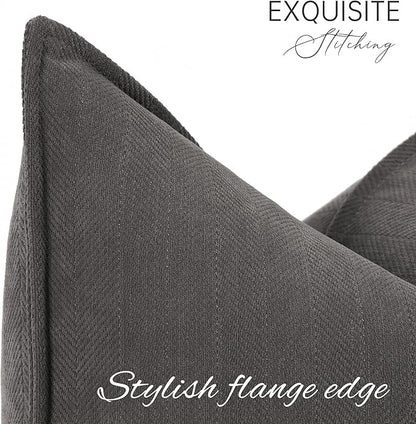 ZWJD Rustic Gray Pillow Covers 24x24 Set of 2 Chenille Throw Pillow Covers with Elegant Design Soft and Luxurious Decorative Throw Pillows for Couch, Bed, and Home Decor
