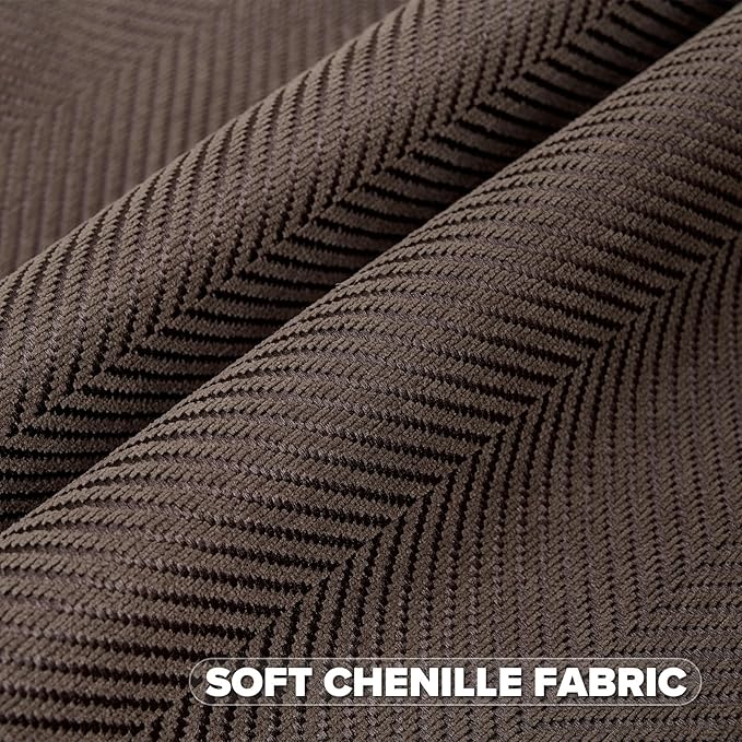 FUTEI Dark Coffee Chenille Throw Pillow Covers 18x18 Inch Set of 2,Soft Wide Chevron Textured Cushion Case,Farmhouse Home Decor for Couch Bed Living Room