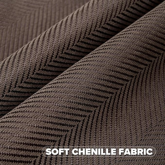 FUTEI Dark Coffee Chenille Throw Pillow Covers 18x18 Inch Set of 2,Soft Wide Chevron Textured Cushion Case,Farmhouse Home Decor for Couch Bed Living Room