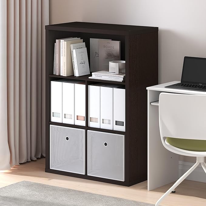 Furinno Cubicle Book Shelf, 5-Cube Bookshelf, Cube Storage Organizer Bookcase with Closed Back, 15.3 x 29.9 x 43.3, for Living Room, Bedroom, Home Office, Dark Oak