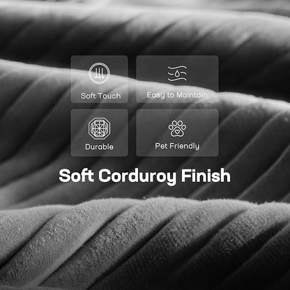 Marsail Modular Sectional Sofa, 80" L-Shaped Modular Sectional Couch with Deep Seat, Freely Combinable Sectional Clound Sofa for Living Room, No Assembly, Plush Corduroy Fabric, Grey