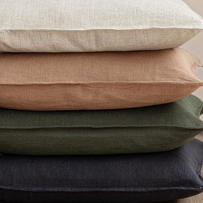 Foindtower Pack of 2, Decorative Linen Solid Throw Pillow Covers Soft Accent Cushion Case Farmhouse Neutral Pillowcase for Chair Couch Sofa Bedroom Living Room Home Decor 26 x 26 Inch Dark Olive Green