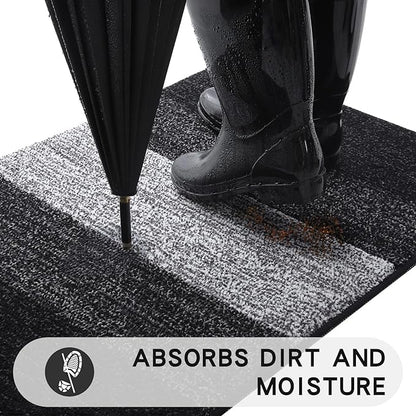 Kitinjoy Indoor Outdoor Door Mat, 59x20 Non-Slip Absorbent Dirt Trapper, Low-Profile Washable Inside Entrance Front Floor Mat, Sturdy Soft Entry Doormats for Entryway, Black