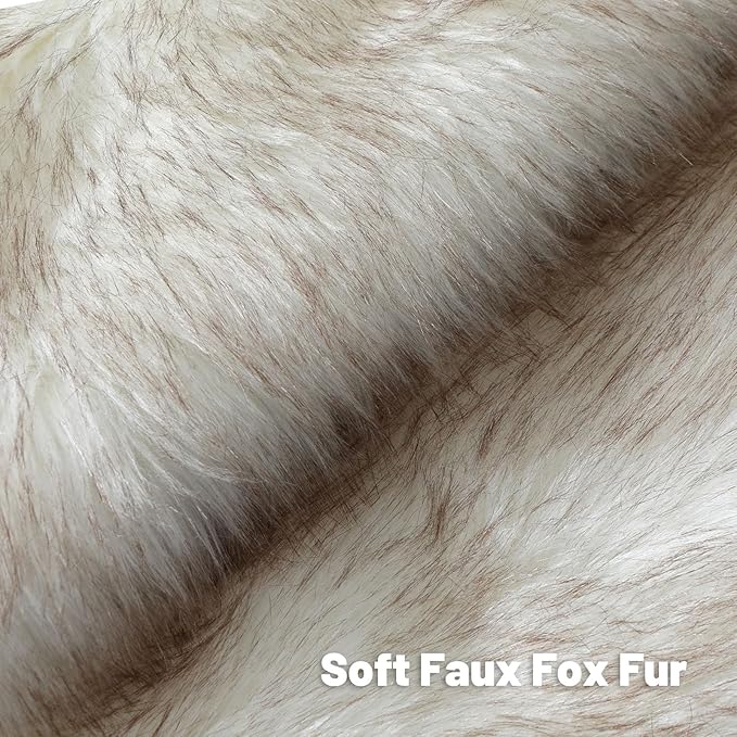 FUTEI Coffee White Decorative Throw Pillow Covers 20x20 Inch Set of 2,Soft Fluffy Faux Fox Fur Textured Cushion Case,Modern Home Decor for Couch Living Room