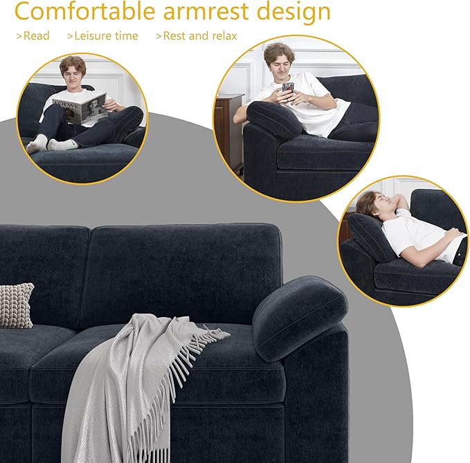 EASE MOOSE Modular Sectional Couch,Chenille Large L Shape Sectional Sofa Modern Luxury Deep seat Modular Sofa Removable and Washable,Blue