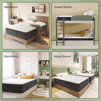 koorlian King Size Mattress, 12 Inch King Mattress in a Box, Hybrid King Bed Mattress with Individual Pocket Springs and Pressure-Relieving Memory Foam, Medium Firm Mattress King Size 80"x76"x12"