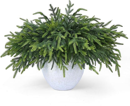 50 Pcs Christmas Greenery Pines Branch Pine Branches Artificial Green Pine Stem - Real Touch for Vase DIY Crafts Flower Arrangement Home Indoor Christmas Decor(18 Inch)