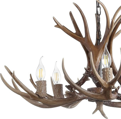 JONATHAN Y JYL6300A Eldora 30" Adjustable Resin Antler 5-Light LED Chandelier, Glam, Rustic,Cottage,Transitional, Dimmable Dining Room, Living Room, Kitchen, Foyer, Bedroom, Brown