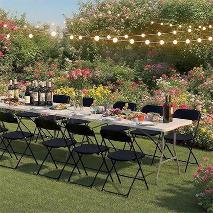 70 Pack Plastic Black Folding Chairs, Portable Stackable Commercial Party Folding Chairs with Steel Frame 350lbs for Home Office Outdoor Indoor Office Wedding Party Event