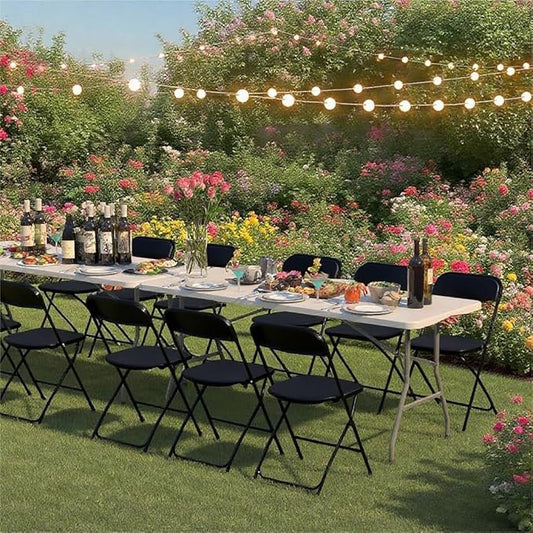 70 Pack Plastic Black Folding Chairs, Portable Stackable Commercial Party Folding Chairs with Steel Frame 350lbs for Home Office Outdoor Indoor Office Wedding Party Event