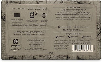 Grab Green Stoneworks Laundry Detergent Pods and Dryer Sheet Bundle, 50 Count Pods and 80 Dryer Sheets, Birch Branch Scent, Plant and Mineral Based Laundry Care Set