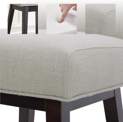 CHITA 26 Inch Counter Height Swivel Bar Stools Set of 4, FSC Certified Modern Upholstered Swivel Barstool Chairs with Back, Fabric in Linen