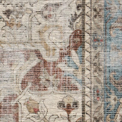 RUGGABLE Washable Vintage Area Rug – Kamran Coral 6x9, Stain-Resistant, Non-Slip – Medium Machine Washable Rugs for Living Room, Bedroom, Hallway, Entryway & Office–with Cushioned Pad