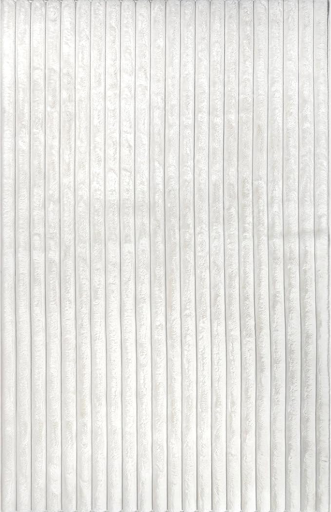 nuLOOM 3'9" x 6' Cozy Plush Area Rug, Machine Washable, Non-Slip, Soft Fluffy Shag Carpet for Living Room Bedroom Kids Room Nursery Home Decor, Kai White