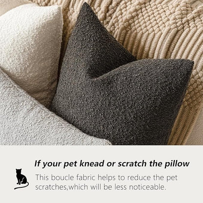 Foindtower Set of 2, Decorative Textured Boucle Throw Pillow Covers Accent Solid Pillow Cases Neutral Soft Cozy Couch Cushion Case for Chair Sofa Bedroom Living Room Home Decor 24 x 24 Inch Dark Brown