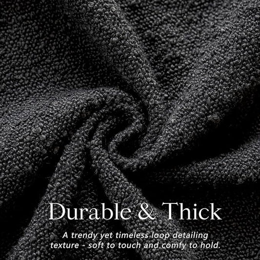 Foindtower Pack of 2, Decorative Textured Boucle Throw Pillow Covers Accent Solid Pillow Cases Neutral Soft Cozy Couch Cushion Case for Chair Sofa Bedroom Living Room Home Decor 26 x 26 Inch Black