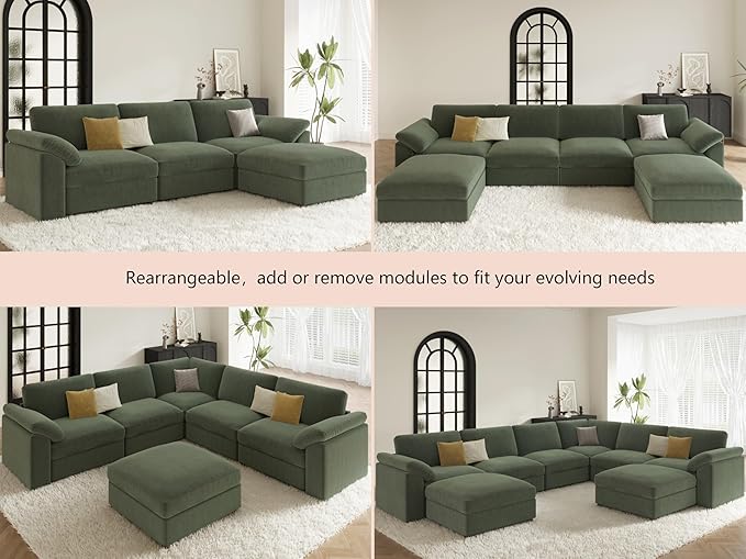EASE MOOSE Oversized Modular Sectional Sofa, Extra Large L Shape Sectional Cloud Couch,Comfty Deep Seat Wide Modular Sofa for Living Room Removable Cover