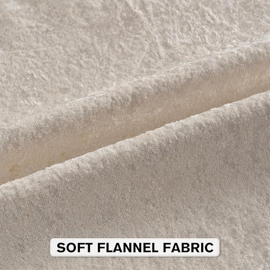 FUTEI Cream Flannel Throw Pillow Covers 20x20 Inch Set of 2,Soft Dimensional Textured Cushion Cases,Modern Home Decor for Couch Living Room