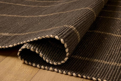 Loloi Leanne Ford Weatherstaff Collection WTS-01 Espresso/Natural 5'-0" x 7'-6" Area Rug Jute, Striped, Neutral, Living Room, Bedroom, Dining Room