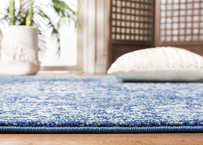 SAFAVIEH Evoke Collection 3' x 5' Navy/Ivory EVK256A Oriental Distressed Non-Shedding Living Room Bedroom Accent Rug