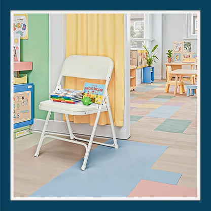 OEF Furnishings OEF800 Series Premium Heavy-Duty Plastic Folding Chairs, Lightweight, Durable Seating for Indoor and Outdoor Use, 500 lb Capacity (4-Pack, Ivory Plastic with White Frame)