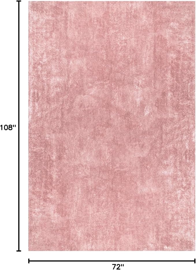 nuLOOM 6' x 9' Cozy Plush Area Rug, Machine Washable, Non-Slip, Soft Fluffy Shag Carpet for Living Room Bedroom Kids Room Nursery Home Decor, Loni Pink