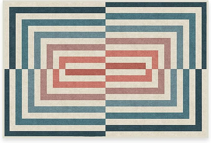 RUGGABLE x Jonathan Adler Machine Washable Modern Area Rug – Op Art Teal 2x3, Stain-Resistant, Non-Slip – Small Rugs for Living Room, Bedroom, Hallway, Entryway & Bathroom–with Cushioned Pad