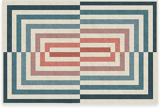 RUGGABLE x Jonathan Adler Machine Washable Modern Area Rug – Op Art Teal 2x3, Stain-Resistant, Non-Slip – Small Rugs for Living Room, Bedroom, Hallway, Entryway & Bathroom–with Cushioned Pad