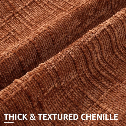 decorUhome Fall Rust Chenille Throw Pillow Covers 18x18 Set of 2 Thick Textured Slubby Couch Pillow Covers Farmhouse Accent Modern Neutral Decorative Pillow Cases for Bed Sofa Living Room