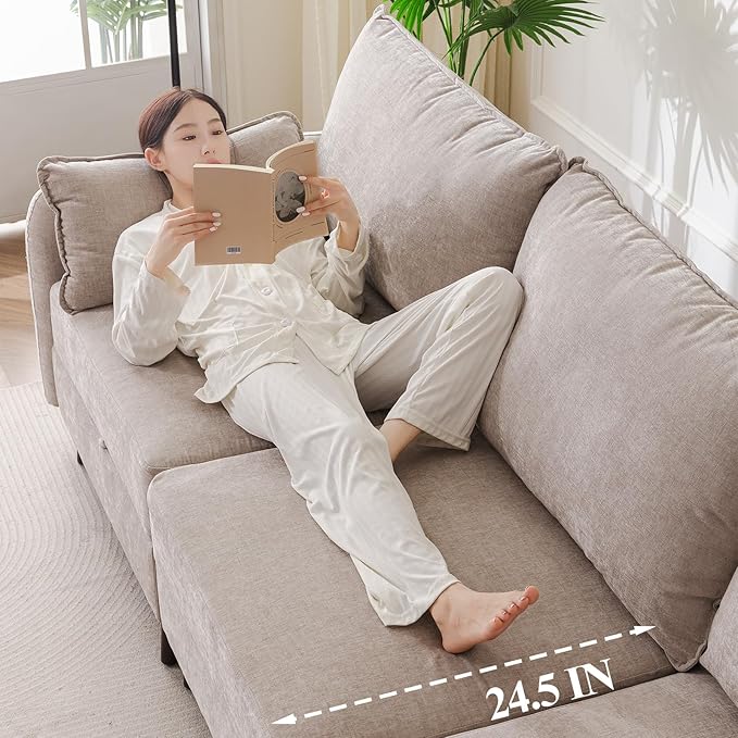 135'' Modular Sectional Sofa with Storage Seat,Oversized U Shaped Couch with Ottoman,7 Seater Couches for Living Room,Bedroom,Velet,Khaki