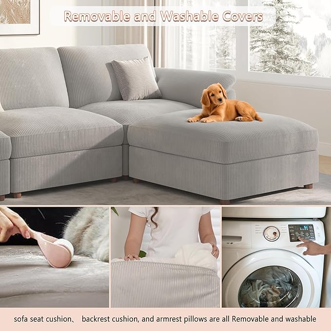 EASE MOOSE Oversized Sectional Modular Sofa,Large Sectional Couch Wide Deep Seat Modular Cloud Couch,Removable Cover