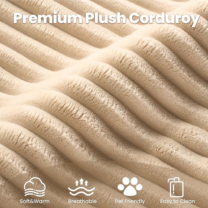 32.7'' Middle Seat for Modular Sectional Sofa, Deep Seat Upholstered Armless Chair Sleeper Sofas, L/U/V Shaped Plush Corduroy Cloud Couch for Living Room Apartment, Beige