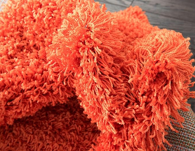 Unique Loom Solid Shag Collection Area Rug (2' 6" x 19' 8" Runner, Tiger Orange)