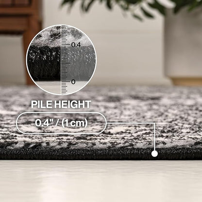 JONATHAN Y Vintage Medallion Indoor Runner Rug Black 2X8, Modern Boho for Living Room, Bedroom, Kitchen, Office, Easy-Cleaning, High Traffic, Pet-Friendly, Non-Shedding MDP100D-28