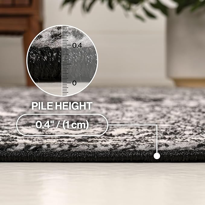 JONATHAN Y Vintage Medallion Indoor Area Rug Black 3X5, Modern Boho for Living Room, Bedroom, Kitchen, Office, Easy-Cleaning, High Traffic, Pet-Friendly, Non-Shedding MDP100D-3