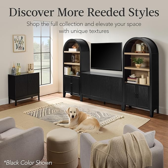 Best Choice Products 2-Door Modern Storage Cabinet, Buffet, Sideboard, Media Cabinet, Cupboard, Entryway Accent Table, Bookcase w/Reeded Panels and Adjustable Shelves – Natural