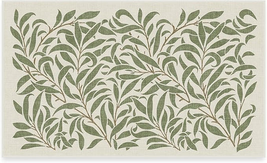 RUGGABLE x Morris & Co Washable Area Rug – Pure Willow Boughs Green 3x5, Stain-Resistant, Non-Slip – Small Machine Washable Rugs for Living Room, Bedroom, Hallway, Entryway & Office–with Standard Pad