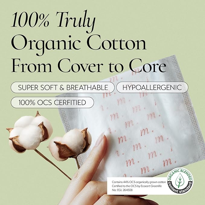 INERTIA The Prism Red – Truly Organic, Ultra Thin & Leak-Proof Korean Cotton Pads with Wings | Regular Absorbency | Hypoallergenic, Super Absorbent, Chlorine-Free & Fragrance-Free (10 Count)