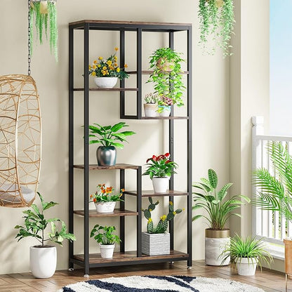 Tribesigns 6-Tier Tall Bookshelf Set of 2, Industrial 8-Shelf Open Bookcase Storage Display Book Shelves for Living Room, Home Office